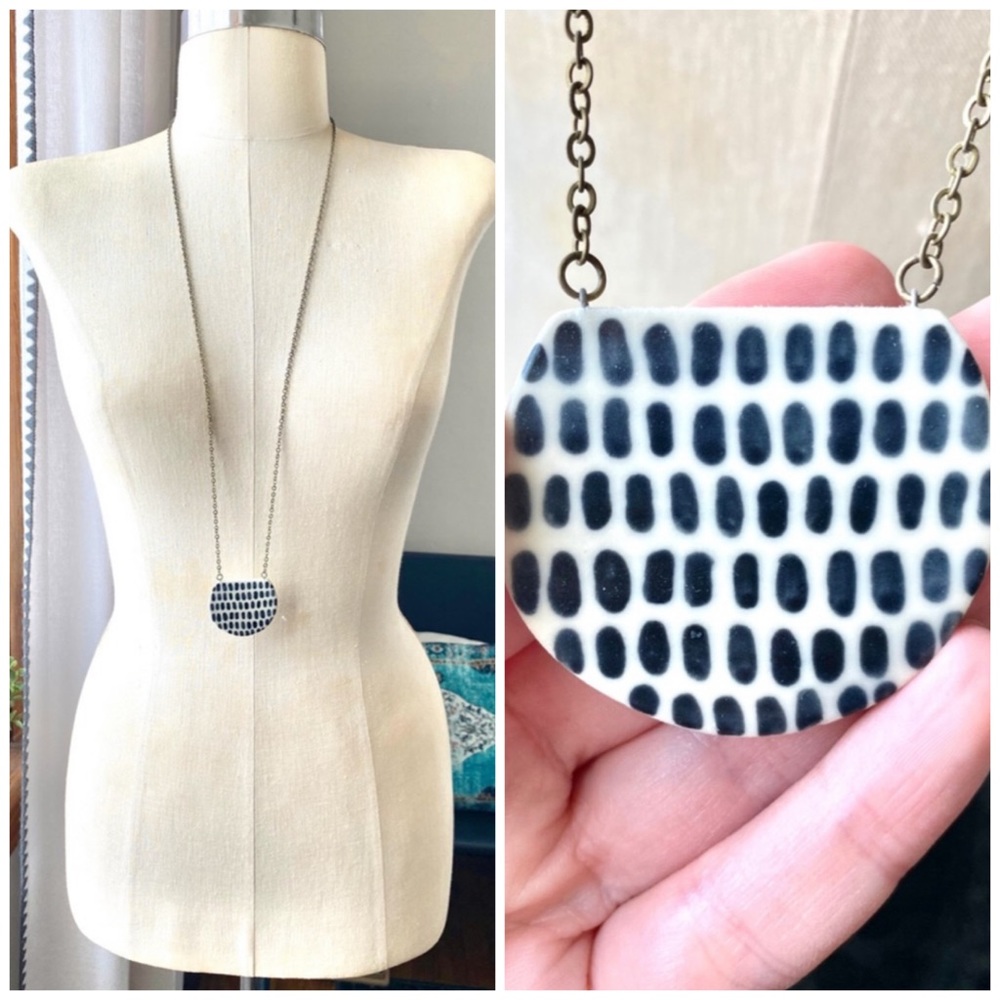 Dash Eclipse Statement Necklace Black & White - image 1